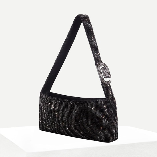 Black armpit crossbody bag, diamond bag, hand-held women's bag