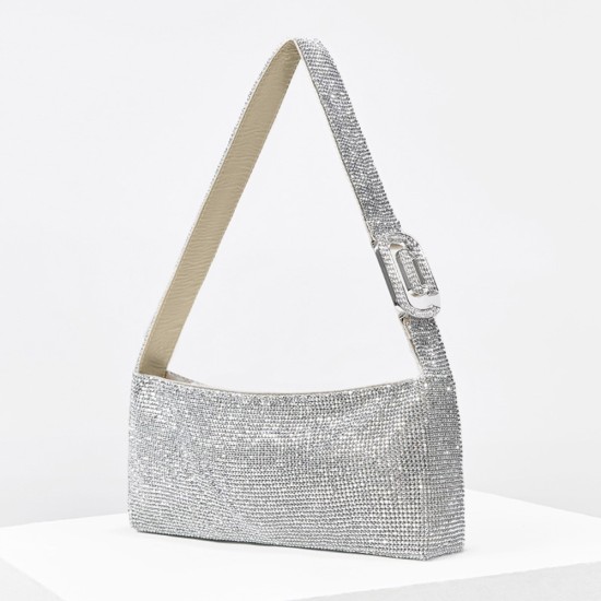 Silver armpit bag, crossbody diamond bag, hand-held womens bag - Memoo.com