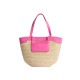 Woven large capacity tote bag with French top layer cowhide and grass woven handbag