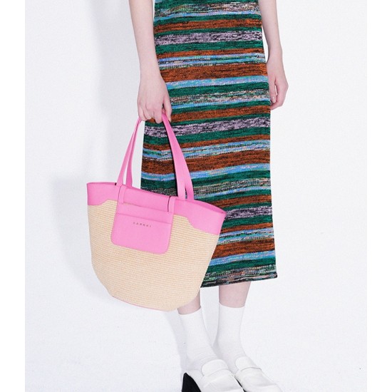 Woven large capacity tote bag with French top layer cowhide and grass woven handbag - Memoo.com