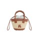 Woven vegetable basket, wrapped in cowhide and woven grass, hand-held crossbody bag