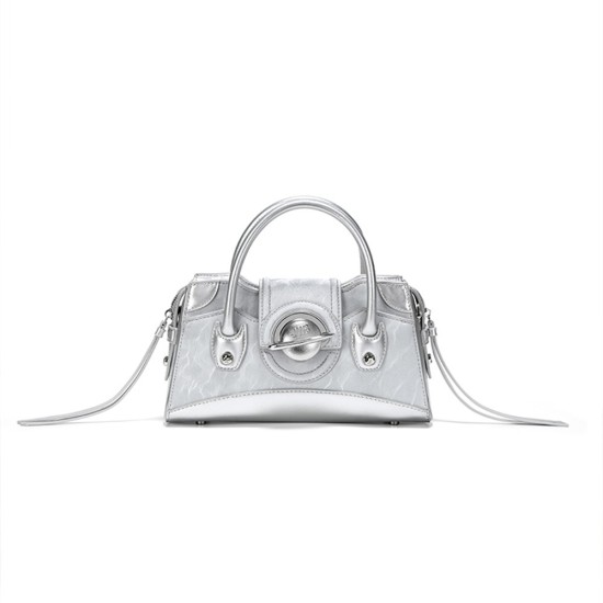 Silver crossbody bag, female niche design handbag