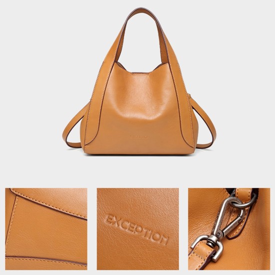 Basket bucket bag Leather handbag womens shoulder bag crossbody bag - Memoo.com