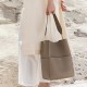 First layer cowhide vegetable basket bucket bag leather shoulder bag inner bag - Memoo.com