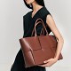 Large capacity tote bag with top layer cowhide