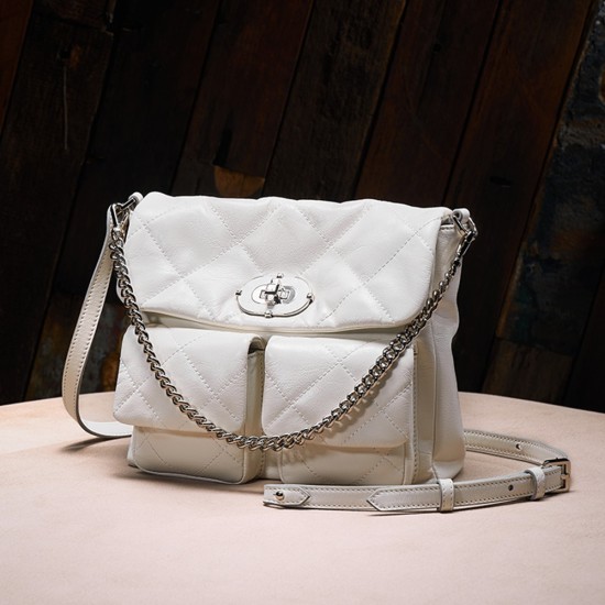 Meiji womens bag leather diamond chain underarm bag small fragrance crossbody bag - Memoo.com