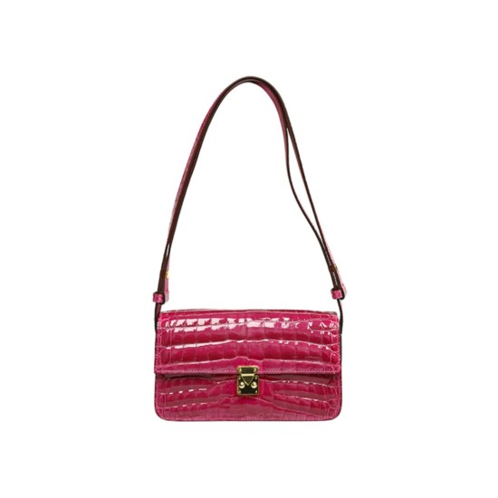 Alligator leather highlight arch bead shoulder and armpit crossbody bag - Memoo.com