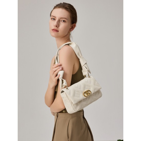 Top layer leather bag womens diamond leather shoulder armpit bag small square bag - Memoo.com