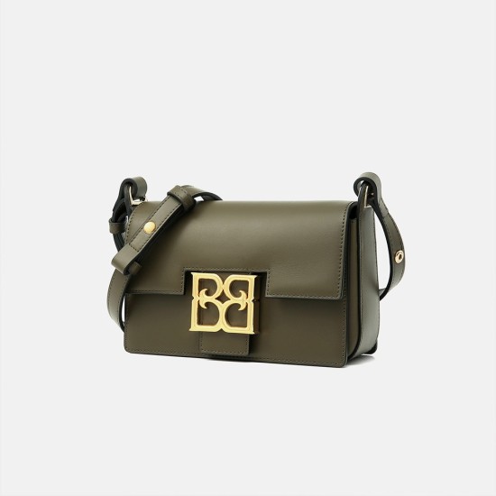 Leather armpit bag, single shoulder crossbody bag, cowhide small square bag - Memoo.com