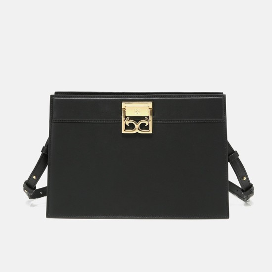 Cowhide shoulder crossbody bag, black gold bag, armpit bag - Memoo.com