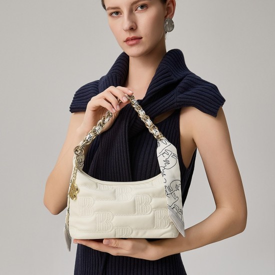 Real leather armpit bag, super soft embossed leather shoulder crossbody bag - Memoo.com