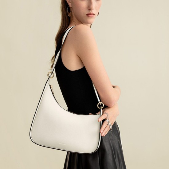 Crescent armpit bag made of genuine leather and cowhide, light luxury shoulder bag