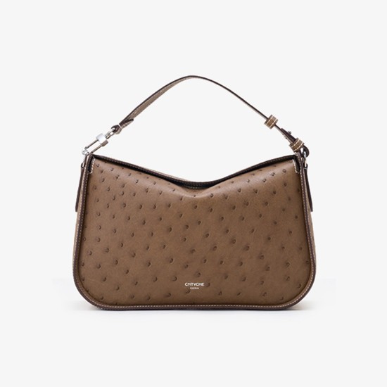 South African ostrich leather hand-held cross shoulder bag for women, cloud pillow bag - Memoo.com