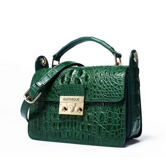 Crocodile skin womens bag crossbody bag womens niche light luxury womens bag versatile small square bag women - Memoo.com