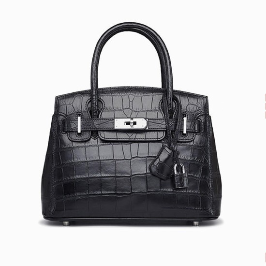 Nile crocodile leather womens handbag, platinum bag, shoulder bag, crossbody bag - Memoo.com