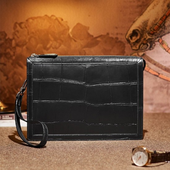 Crocodile leather handbag for men, genuine leather business and leisure envelope bag - Memoo.com