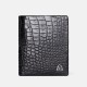 Double sided crocodile leather wallet, mens leather short style, vertical style, multi slot wallet, inner stitching technology - Memoo.com