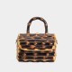 Ladies wooden bead decorative shoulder chain two-color mini crossbody small bamboo bag shoulder bag - Memoo.com