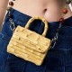 Ladies wooden bead decorative shoulder chain two-color mini crossbody small bamboo bag shoulder bag - Memoo.com