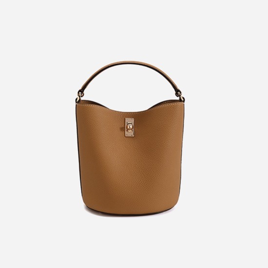 Leather bucket bag, womens light luxury handbag, crossbody - Memoo.com