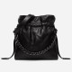 Sheepskin womens bag, genuine leather diamond grid chain bag, single shoulder bucket bag - Memoo.com