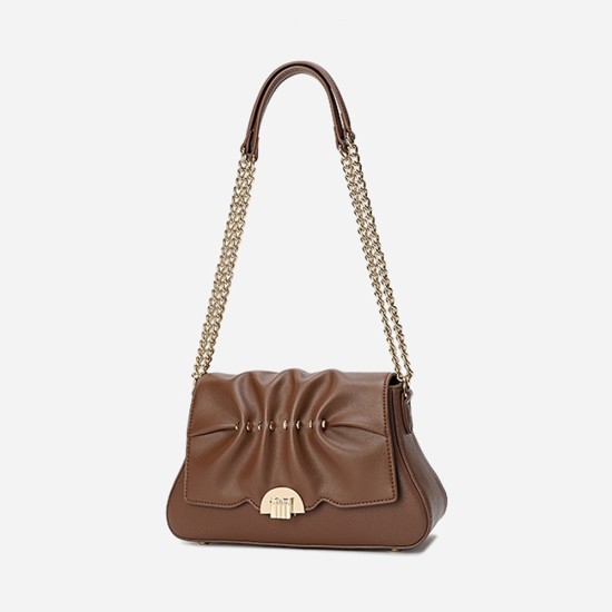 Minimally designed Maillard style pleated small bag, light luxury shoulder bag - Memoo.com