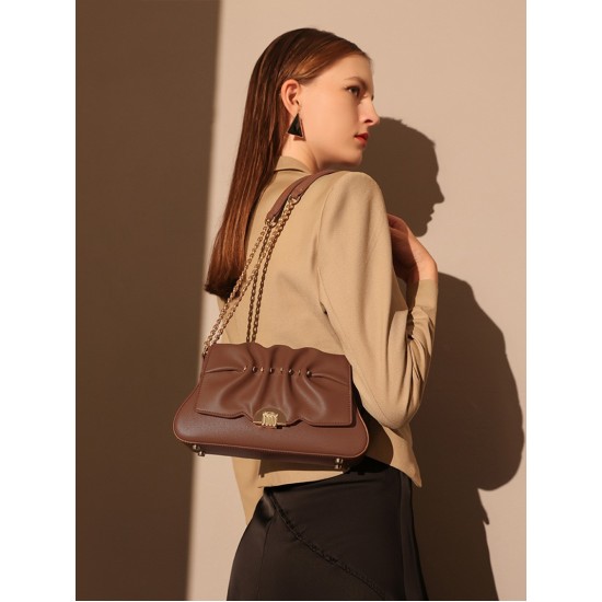 Minimally designed Maillard style pleated small bag, light luxury shoulder bag - Memoo.com