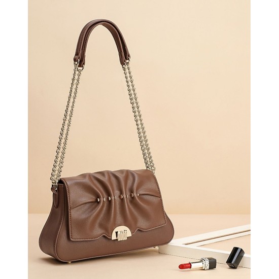 Minimally designed Maillard style pleated small bag, light luxury shoulder bag - Memoo.com