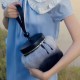 Rabbit hair cylindrical bag, hand-held leather bucket womens bag - Memoo.com