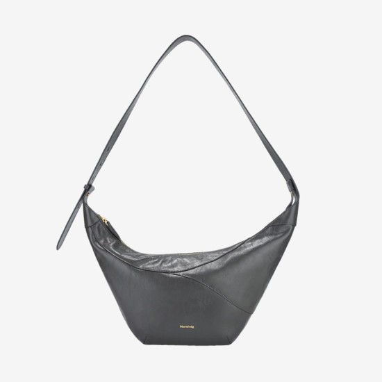 Winter dark gray cowhide women's hand-held shoulder crossbody bag