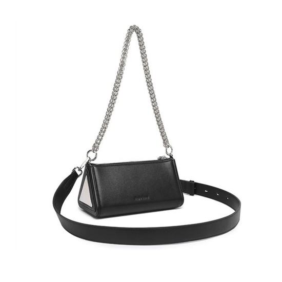 Leather triangle bag, personalized commuting fashion, genuine leather womens bag - Memoo.com