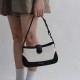 Retro Underarm Stick Bag Splicing Single Shoulder Genuine Leather Women's Bag