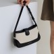 Retro Underarm Stick Bag Splicing Single Shoulder Genuine Leather Womens Bag - Memoo.com