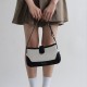 Retro Underarm Stick Bag Splicing Single Shoulder Genuine Leather Womens Bag - Memoo.com