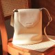 Cowhide top layer single shoulder crossbody bucket bag retro - Memoo.com