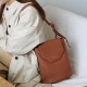 Cowhide top layer single shoulder crossbody bucket bag retro - Memoo.com