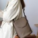 Cowhide top layer single shoulder crossbody bucket bag retro - Memoo.com